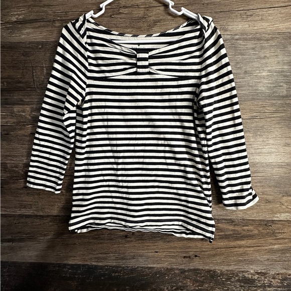 kate spade Tops - Kate Spade White and Blue Stripe Sailor Collar Blouse